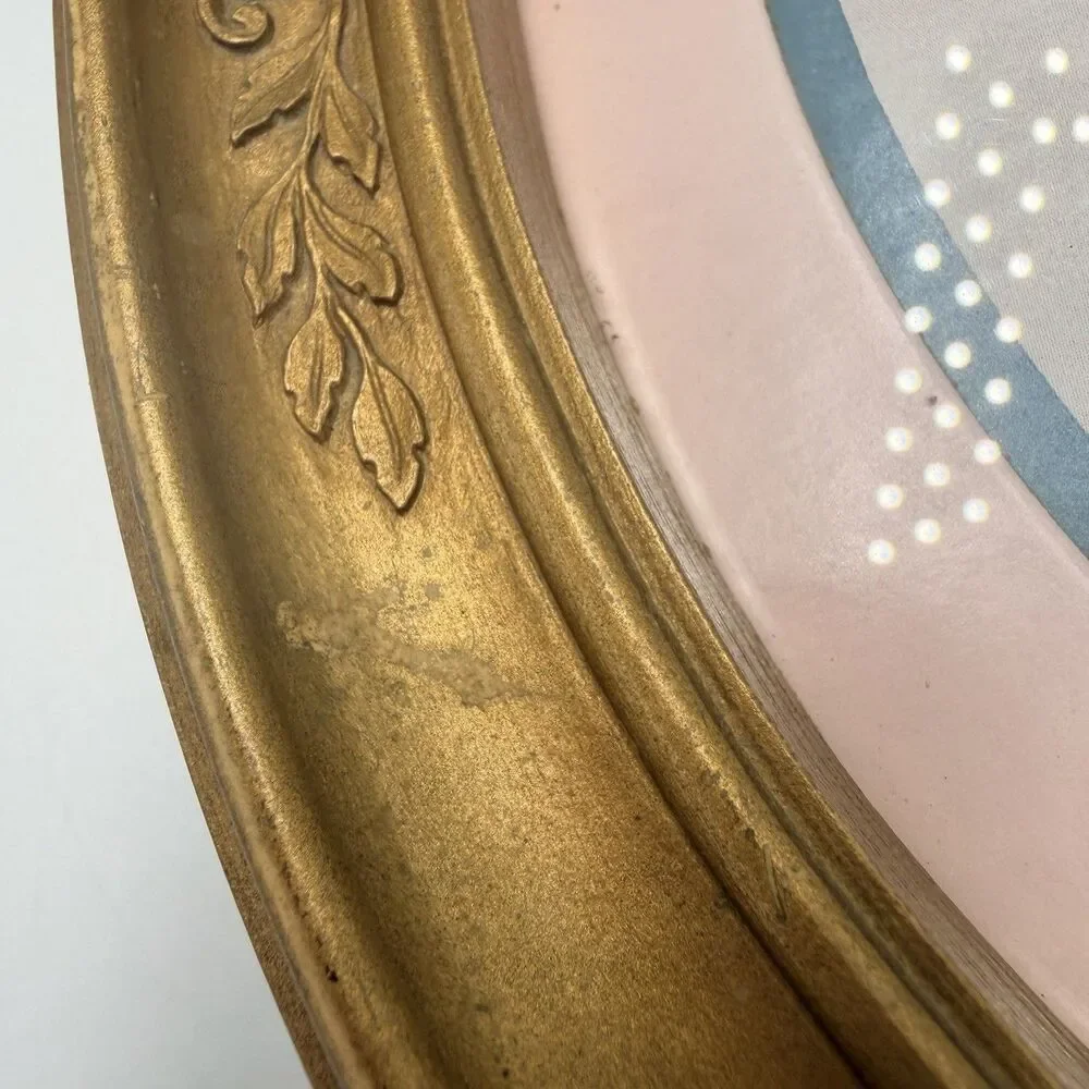 1983 HOMCO Kay Lamb Shannon Bird Magnolia Print Gold Oval Vintage Frame #3254